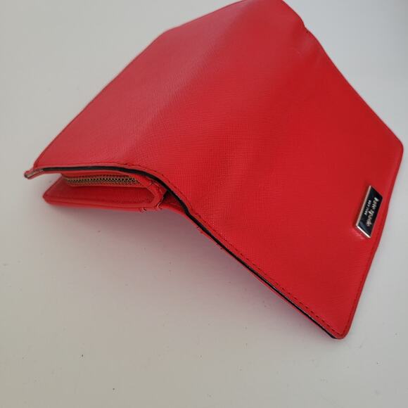 Kate Spade Laurel Way Neda Wallet Geniue Leather Zip Red Medium Compact Bifold - Picture 6 of 13